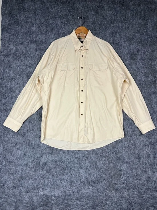 Burberry London cream button up shirt Size XL #luxury #menswear Made In USA - Picture 9 of 10